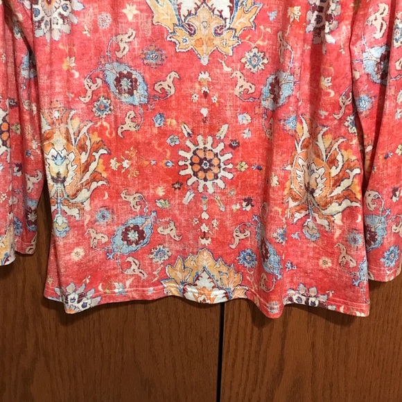 Women’s Size 1XL Floral V-Neck Long Sleeve Top Shirt Blouse Multi Colors Print - Picture 2 of 5